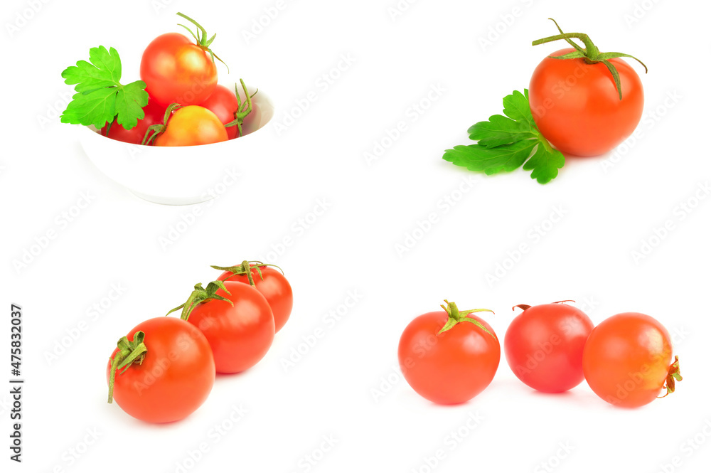 Fototapeta premium Set of tomatoes over a white background