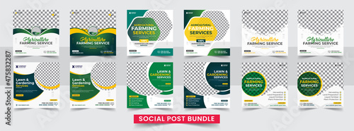  Agro farm services social media banner template design. Agricultural and farming services social media post and web banner template design photo