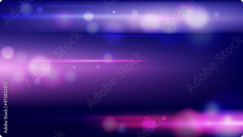Neon-toned gradient bokeh lights background, with ray flares © marisamanee