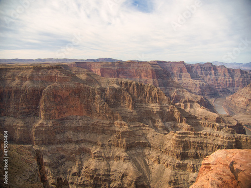 Landscape of the Guano Point at Grand Canyon under a cloudy sky in Arizona, the US