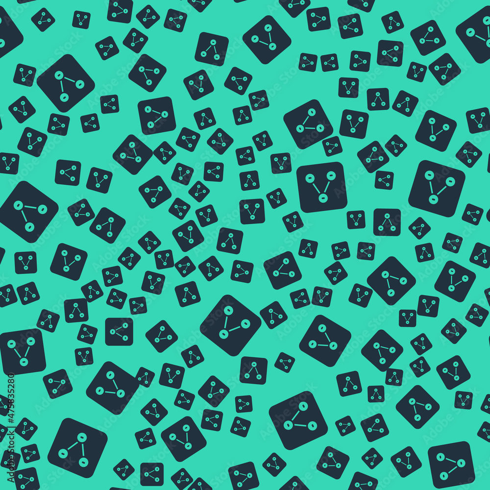 Black Share icon isolated seamless pattern on green background. Share, sharing, communication pictogram, social media, connection, network. Vector Black Share icon isolated seamless pattern on green background. Share, sharing, communication pictogram, social media, connection, network. Vector