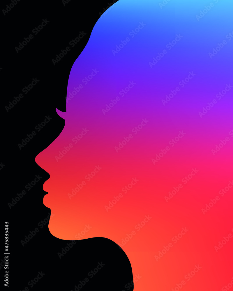 Profile of colorful female face Profile of colorful female face