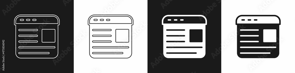 Set Advertising icon isolated on black and white background. Concept of marketing and promotion process. Responsive ads. Social media advertising. Vector Set Advertising icon isolated on black and white background. Concept of marketing and promotion process. Responsive ads. Social media advertising. Vector