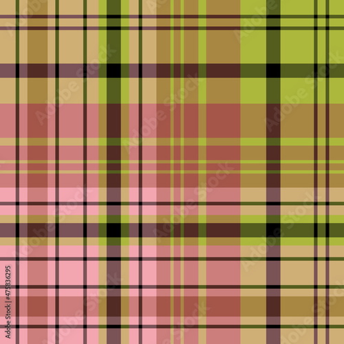 Seamless pattern in glorious light pink, green and red-brown colors for plaid, fabric, textile, clothes, tablecloth and other things. Vector image.