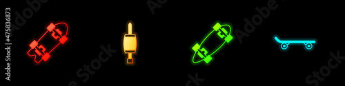 Set Longboard or skateboard, Screwdriver, and Skateboard icon. Vector