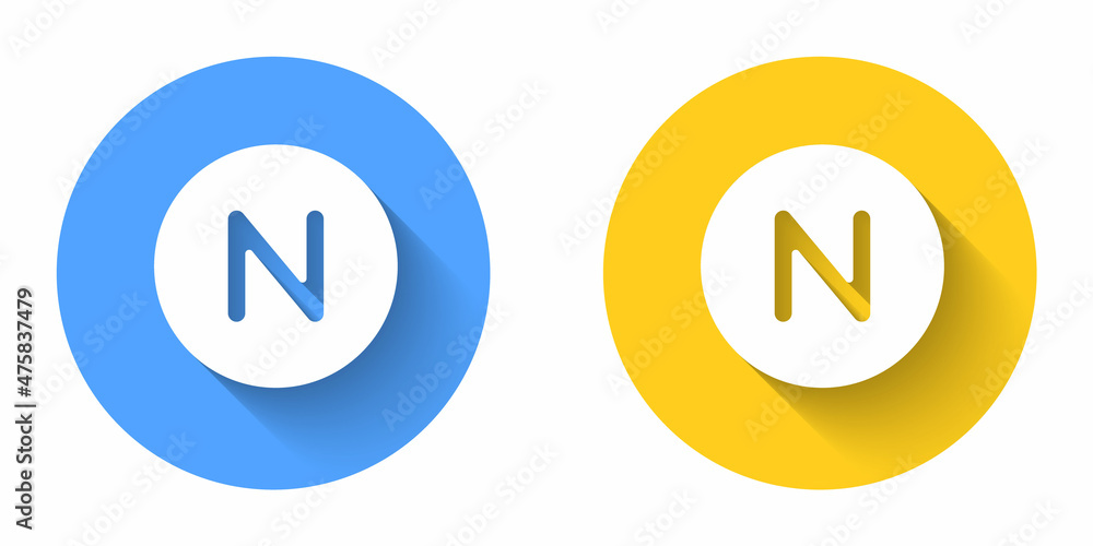 White Compass north icon isolated with long shadow background. Windrose navigation symbol. Wind rose sign. Circle button. Vector White Compass north icon isolated with long shadow background. Windrose navigation symbol. Wind rose sign. Circle button. Vector