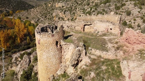 An aerial view of a castle of Santa Croche in Albarracin, Aragon, Spain photo