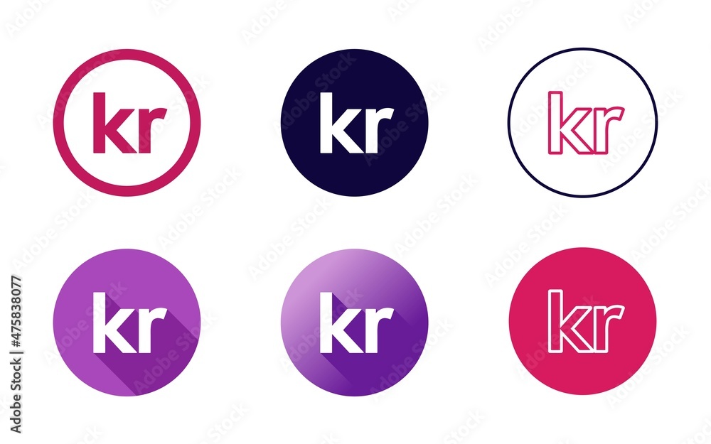 Norwegian Krone Symbol Icon Set Norwegian Krone Symbol Icon Set
