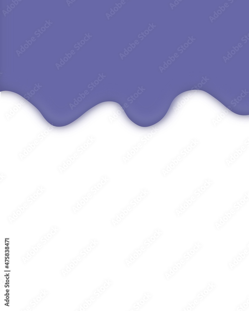 Abstract wavy curved shape, irregular violet, purple dripping paint. Color of the Year 2022 Very Peri. White background copy space. Abstract wavy curved shape, irregular violet, purple dripping paint. Color of the Year 2022 Very Peri. White background copy space.