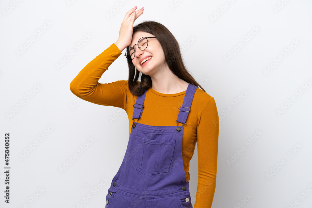 Young Russian woman isolated on blue background has realized something and intending the solution Young Russian woman isolated on blue background has realized something and intending the solution