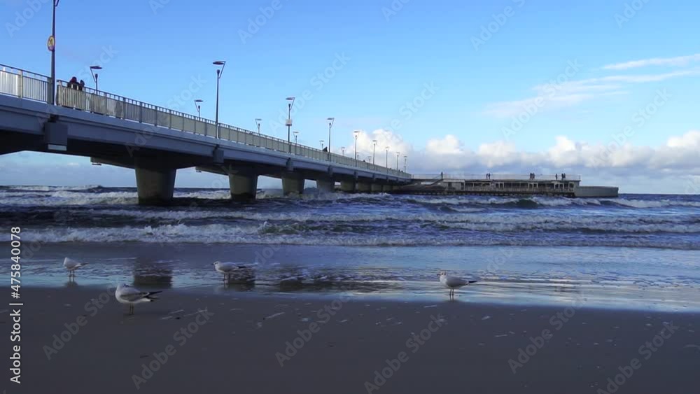Sea waves crashing on the pier in Kolobrzeg. Sea waves crashing on the pier in Kolobrzeg.