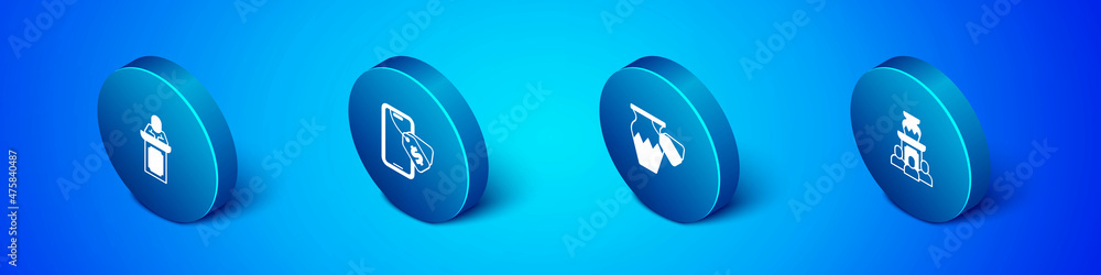 Set Isometric Auction auctioneer sells, ancient vase, and Online icon. Vector Set Isometric Auction auctioneer sells, ancient vase, and Online icon. Vector