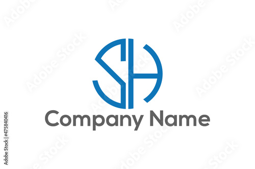 SH latter logo design template