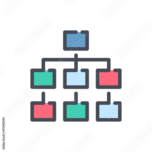 Structure and Hierarchy color line icon. Organization tree vector outline colorful sign.