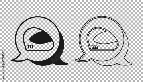 Black Racing helmet icon isolated on transparent background. Extreme sport. Sport equipment. Vector