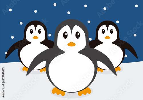 Pingüinos pequeños y adorables negros y blancos.