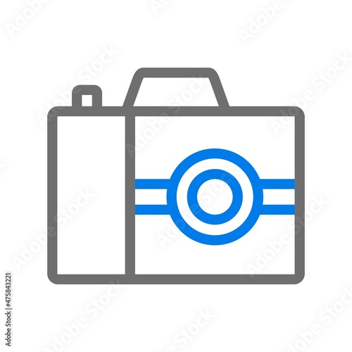 Photo Camera Line Blue Vector Icon Design