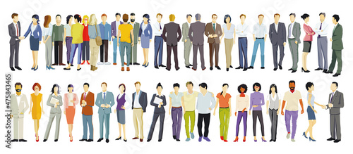 eine Große Gruppe von Menschen, auf weißem Hintergrund isoliert, Illustration
