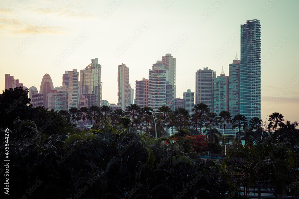Modern skyline of Panama City, Panama. 