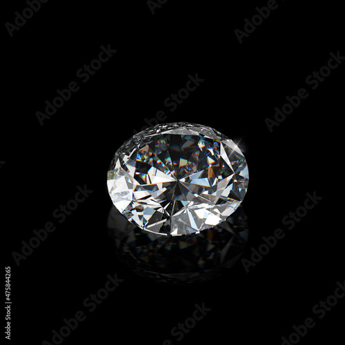 Dazzling diamond on black background. 3D render