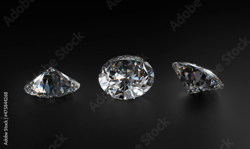 Luxury diamonds on black background. 3d render