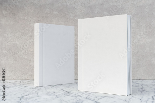 3D Illustration. Mockup of two blank hardcover books for design presentation.