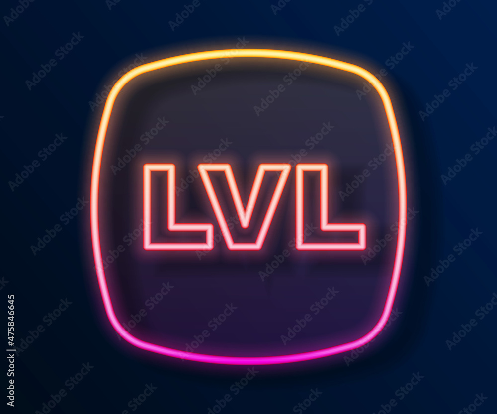 Glowing neon line Level game icon isolated on black background. Vector Glowing neon line Level game icon isolated on black background. Vector