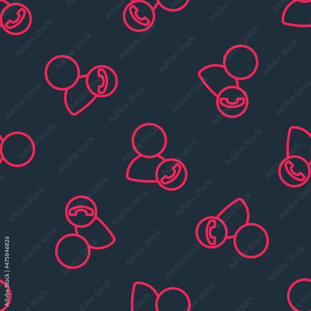 Red line Video chat conference icon isolated seamless pattern on black background. Online meeting work form home. Remote project management. Vector Red line Video chat conference icon isolated seamless pattern on black background. Online meeting work form home. Remote project management. Vector