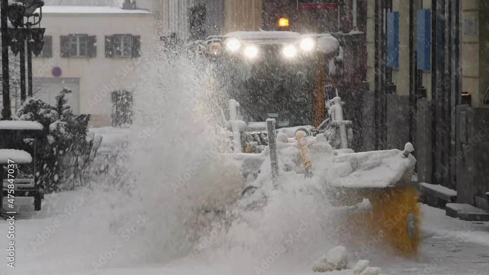 Snow Removal Power Brush Machine City Street Winter Snow Removal Power Brush Machine City Street Winter