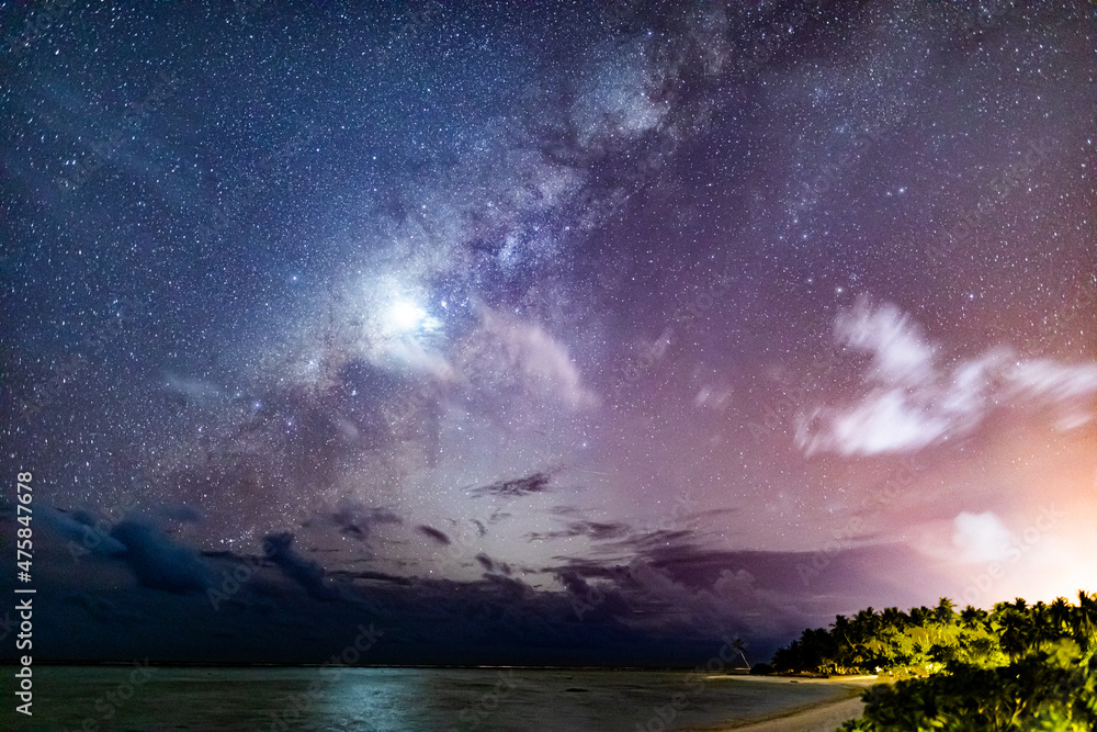 Milky Way on an island in the Maldives - photo contains noise and artifacts