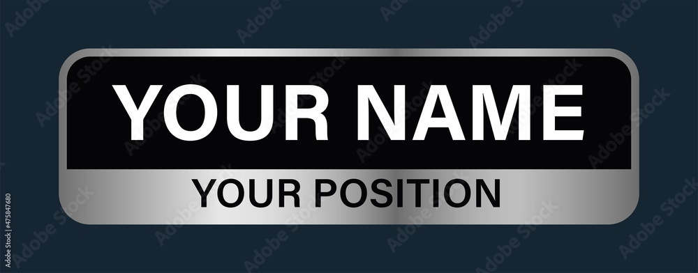 Editable plate for your office isolated on black background. Realistic metal plate banner. Blank board with place for text on office positions. Vector illustration. Editable plate for your office isolated on black background. Realistic metal plate banner. Blank board with place for text on office positions. Vector illustration.