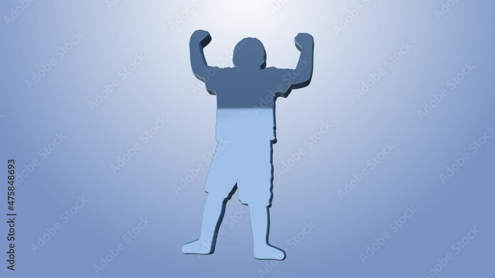 3d animation of a strong man on a blue background 3d animation of a strong man on a blue background