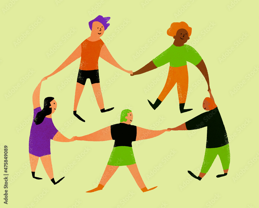 People in a circle holding hands People in a circle holding hands