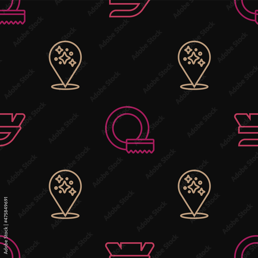 Set line Brush for cleaning, Home service and Washing dishes on seamless pattern. Vector Set line Brush for cleaning, Home service and Washing dishes on seamless pattern. Vector