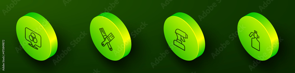 Set Isometric line RGB and CMYK color mixing, Paint brush, spray gun and icon. Vector Set Isometric line RGB and CMYK color mixing, Paint brush, spray gun and icon. Vector