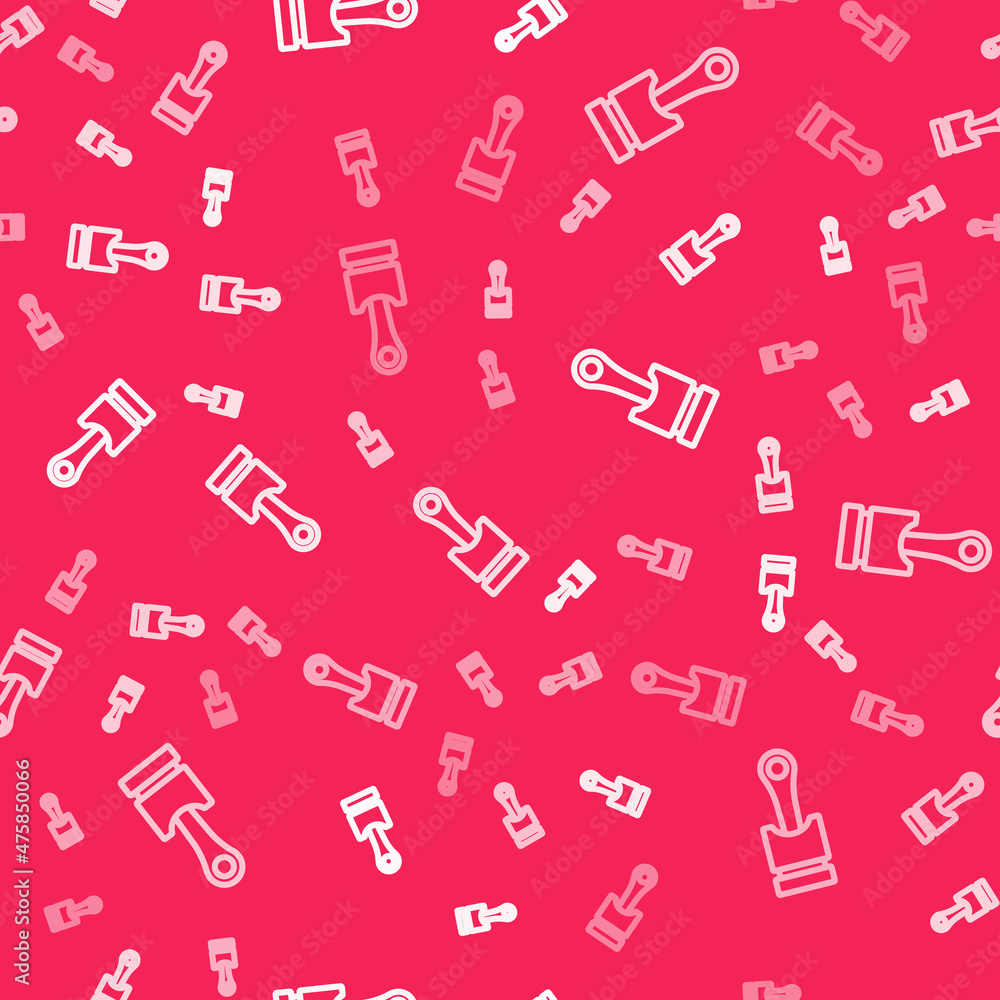 White line Engine piston icon isolated seamless pattern on red background. Car engine piston sign. Vector White line Engine piston icon isolated seamless pattern on red background. Car engine piston sign. Vector