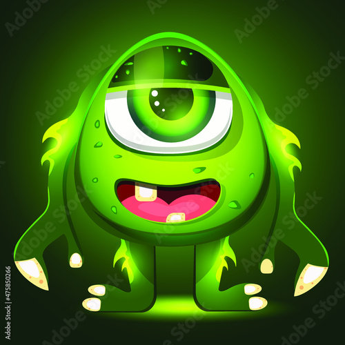 Fantastic cool monster cartoon character. Vector illutration.