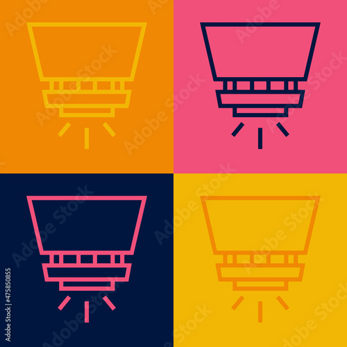 Pop art line Fire sprinkler system icon isolated on color background. Sprinkler, fire extinguisher solid icon. Vector