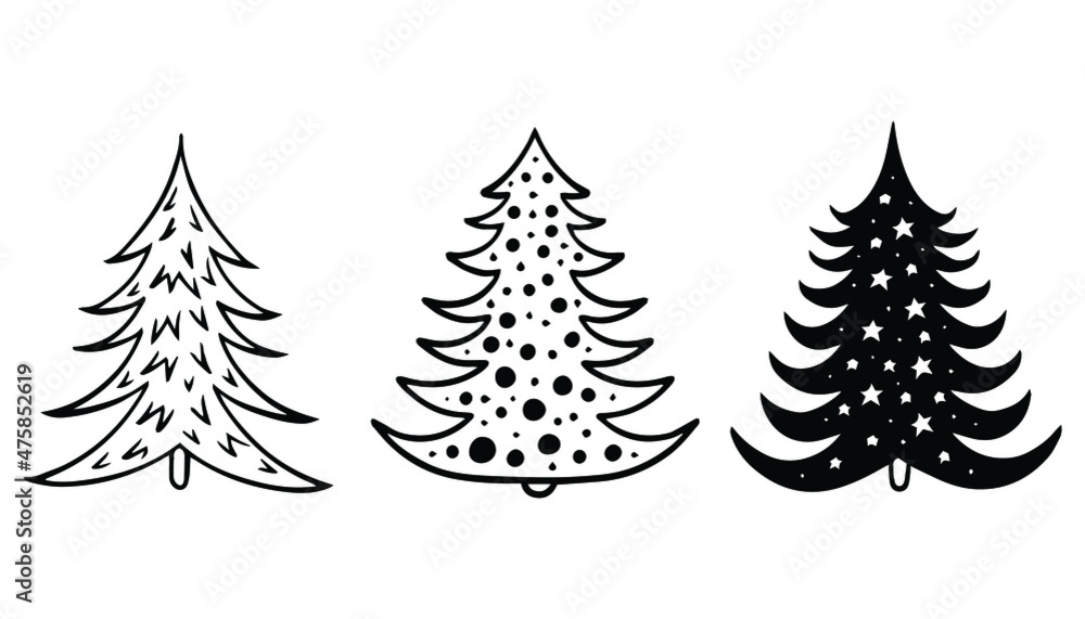 set of christmas trees vector