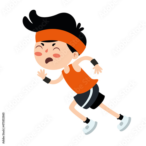 Cartoon Illustration OF A Little Kid Running
