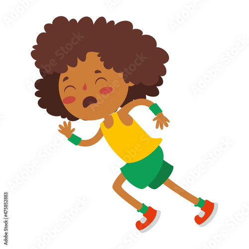 Cartoon Illustration OF A Little Kid Running