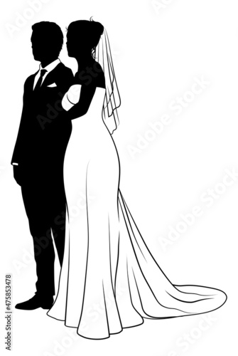 Bride And Groom Couple Wedding Dress Silhouettes