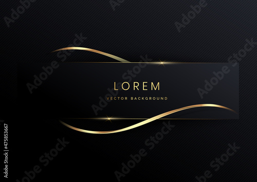 Abstract luxury rectangle frame on black background.