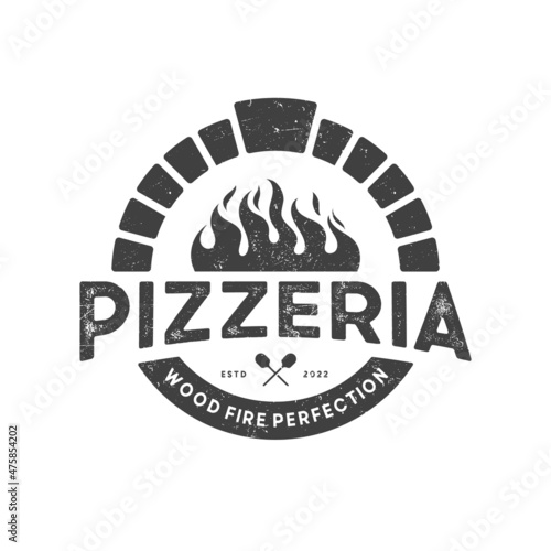 Pizza Logo, Vintage Retro Pizza Pizzeria Restaurant Label Emblem Sticker Badge logo design