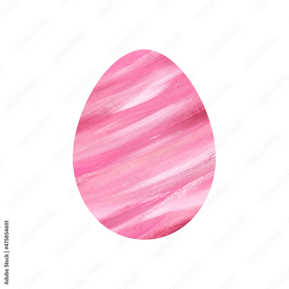 Pink Easter egg, patterned with dianonal abstract stripes, isolated on white background. Watercolor hand drawn illustration. For the design of postcards, packaging. Pink Easter egg, patterned with dianonal abstract stripes, isolated on white background. Watercolor hand drawn illustration. For the design of postcards, packaging.