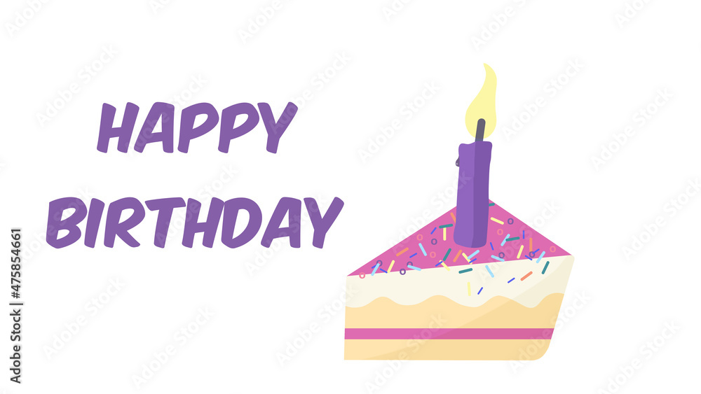 Birthday cake slice, isolated on wehite background Birthday cake slice, isolated on wehite background