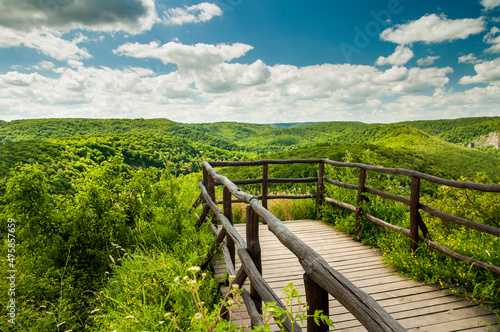 The Iron Curtain trail at Czech - Austrian borders, south Moravia. The EuroVelo 13