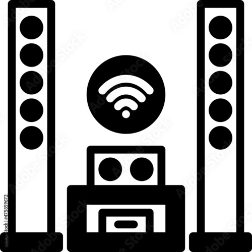 home theater solid line icon