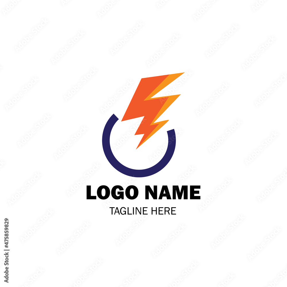 thunder logo simple circle design vector thunder logo simple circle design vector