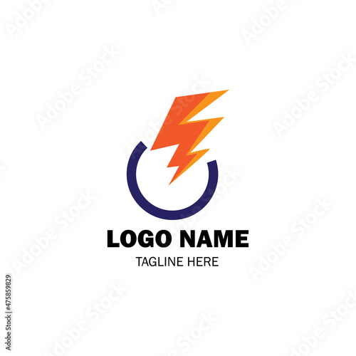 Free Download thunder logo simple circle design vector - GFXLoad